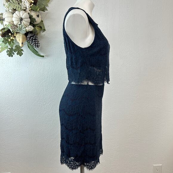 Teeze Me Lace Cocktail Dress - Navy - Picture 3 of 7